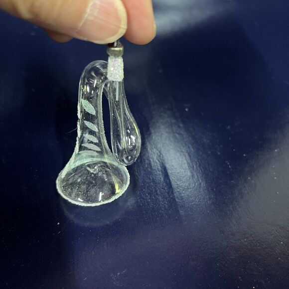 Rare VTG Lot Of 6 Hand- Blown Clear Glass French Horn Christmas Ornaments - D8 - Picture 6 of 9